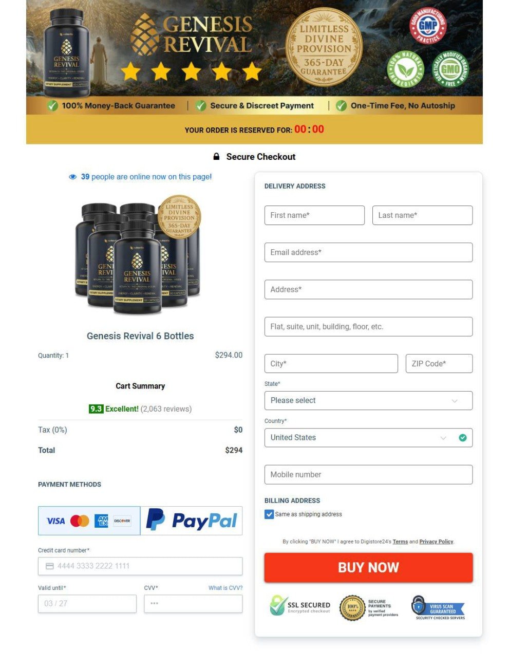 Enter payment details safely on Genesis Revival payment page